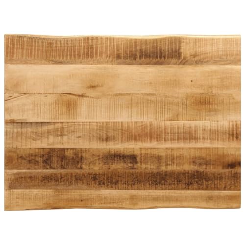 Baumkante Tischplatte Rechteckig Holzplatte Ersatzplatte Massivholzplatte Holztischplatte Holz Platte für Heimwerker, Arbeitsplatten, 80x60x2,5 cm Raues Mango Massivholz von Makastle