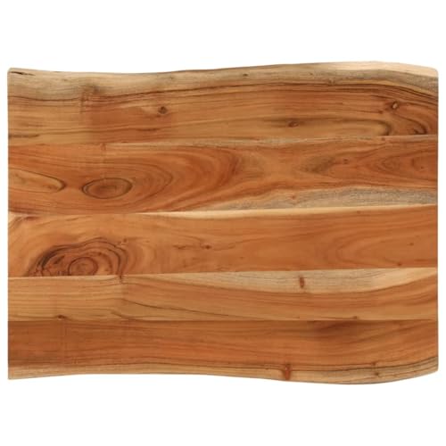 Baumkante Tischplatte Rechteckig Holzplatte Ersatzplatte Massivholzplatte Holztischplatte Holz Platte für Heimwerker, Arbeitsplatten, 80x60x3,8 cm Massivholz Akazie von Makastle