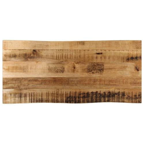 Baumkante Tischplatte Rechteckig Holzplatte Ersatzplatte Massivholzplatte Holztischplatte Holz Platte für Heimwerker, Arbeitsplatten, 90x40x3,8 cm Raues Mango Massivholz von Makastle