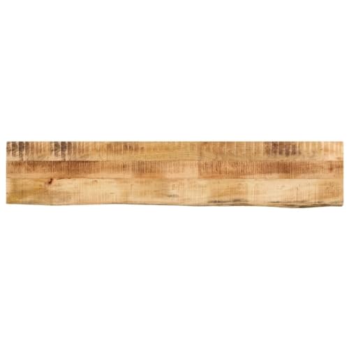 Tischplatte Baumkante Schreibtischplatte Holzplatte Ersatzplatte Holztischplatte Holz Platte für Heimwerker, Arbeitsplatten, 140x20x3,8 cm Massivholz Raues Mangoholz von Makastle