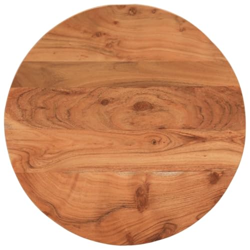 Tischplatte Rund Holzplatte Ersatzplatte Massivholzplatte Holztischplatte Holz Platte für Heimwerker, Arbeitsplatten, Ø60x2,5 cm Massivholz Akazie von Makastle