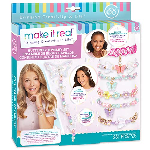 Make It Real 2901323 Schmuckset Schmetterling, DIY Schmuck Set mit schimmernden Anhängern, Kette und Haarschmuck, Armbänder selber basteln für Kinder Make It Real 2901323 Schmuckset Schmetterling, DIY Schmuck Set mit schimmernden Anhängern, Kette und Haarschmuck, Armbänder selber basteln für Kinder von Make It Real