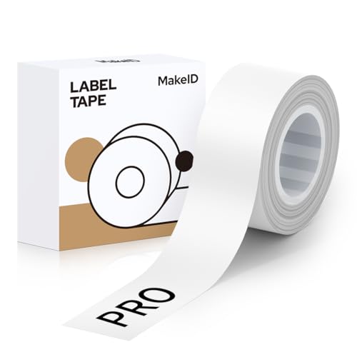 Makeid Kompatibel Etikettenband 16mm x 4m Hitzebeständig Selbstklebend als Ersatz für Makeid L1/Q1/E1 L-16F1 Pro Weiß von Makeid