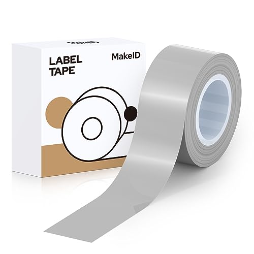 MakeID Etikettenband 16 mm x 4 m, kompatibel MakeID L1/ Q1/ E1, selbstklebende Etiketten, wasserfest, Büro, Zuhause, Schule Milchstraße Grau von Makeid