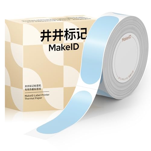 MakeID-Klebeband für S1 Pro Etikettendrucker, authentische selbstklebende Kunststoffetiketten | 15mm x 7m | 140 Stück (blaues Etikett) von Makeid