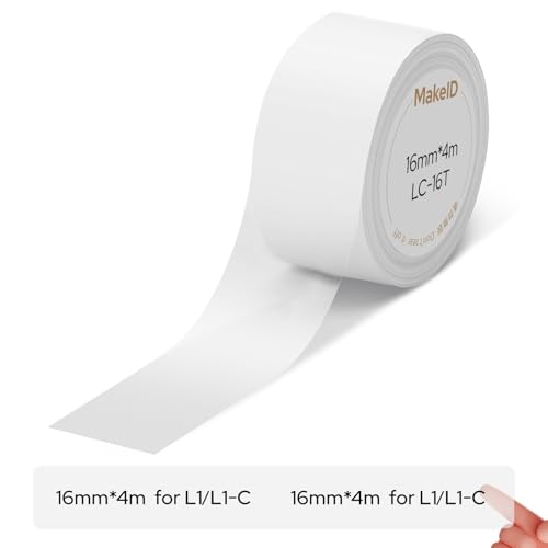 MakeID L1-C Etikettierband Nachfüllpackungen, 16mm x 4m Kontinuierliches Aufkleberband, Thermolaminierte, Wasserdichte, Selbstklebende, Passend für MakeID L1-C Etikettendrucker MakeID L1-C Etikettierband Nachfüllpackungen, 16mm x 4m Kontinuierliches Aufkleberband, Thermolaminierte, Wasserdichte, Selbstklebende, Passend für MakeID L1-C Etikettendrucker von Makeid