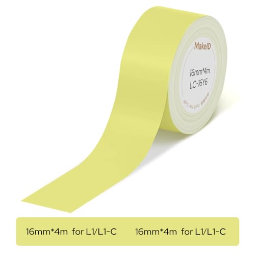 MakeID L1-C Etikettierband Nachfüllpackungen, 16mm x 4m Kontinuierliches Aufkleberband, Thermolaminierte, Wasserdichte, Selbstklebende, Passend für MakeID L1-C Etikettendrucker MakeID L1-C Etikettierband Nachfüllpackungen, 16mm x 4m Kontinuierliches Aufkleberband, Thermolaminierte, Wasserdichte, Selbstklebende, Passend für MakeID L1-C Etikettendrucker von Makeid