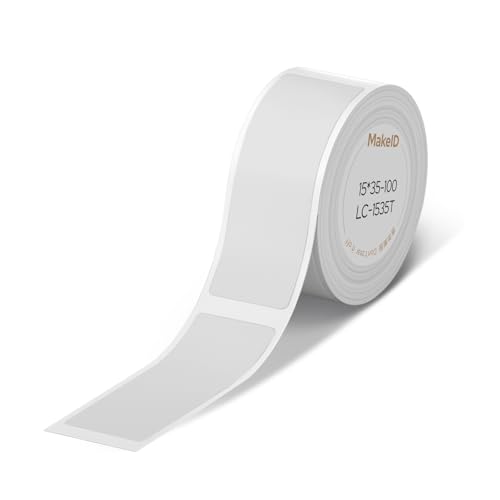 MakeID L1-C Vorgeschnittene Thermo-Etiketten, 15 x 35 mm, selbstklebend, wasserdicht, kompatibel mit tragbaren Etikettiergeräten MakeID von Makeid