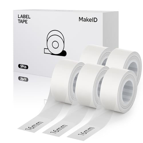 MakeID Q1 E1 Etikettenband, 5 Packungen 16 mm x 4 m Nachfüllungen Wasserdicht Laminiert Personalisierte Aufkleber Für Büro Zuhause Thermische Aufkleber Ersatz MakeID Q1 E1 Etikettenband, 5 Packungen 16 mm x 4 m Nachfüllungen Wasserdicht Laminiert Personalisierte Aufkleber Für Büro Zuhause Thermische Aufkleber Ersatz von Makeid