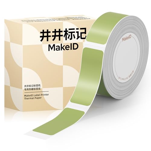 MakeID S1 Pro Gewidmet Etiketten Selbstklebend - Thermo-Mehrzweck-Etiketten für Heim, Schule, Büro | 15mm*35mm | 210 Etiketten/Rolle (Matcha Green Label) von Makeid