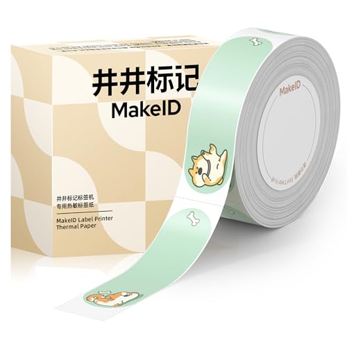 MakeID S1 Pro Gewidmet Etiketten Selbstklebend - Thermo-Mehrzweck-Etiketten für Heim, Schule, Büro, | 15mm*50mm | 140 Etiketten/Rolle (Shiba Inu-Etikett) von Makeid
