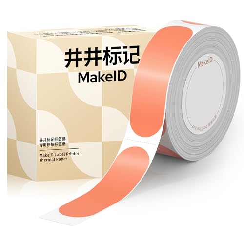 MakeID S1 Pro Gewidmet Etiketten Selbstklebend - Thermo-Mehrzweck-Etiketten für Heim, Schule, Büro, | 15mm*50mm | 140 Etiketten/Rolle (orangefarbenes Etikett) von Makeid