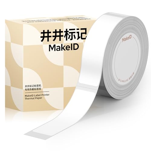 MakeID S1 Pro Gewidmet Etiketten Selbstklebend - Thermo-Mehrzweck-Etiketten für Heim, Schule, Büro, | 15mm*50mm | 140 Etiketten/Rolle (weißes Etikett) von Makeid