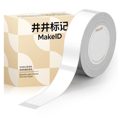 MakeID S1 Pro Gewidmet Etiketten Selbstklebend - Thermo-Mehrzweck-Etiketten für Heim, Schule, Büro, | 15mm*50mm | 140 Etiketten/Rolle (weißes Pro-Label) von Makeid