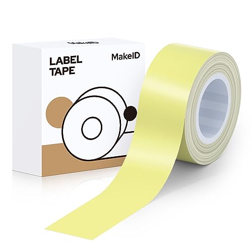 MakeID Thermoetikett Etikettenband HELLGELB Selbstklebendes Kunststoff 16mm x 4m Schriftbänder als Ersatz Prägeband für Prägeetiketten kompatibel mit Etikettendrucker L1 Q1 von Makeid