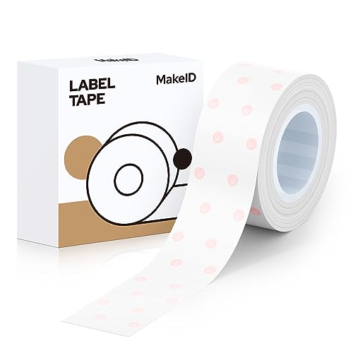 Makeid Etikettenband 16mm x 4m farbig Hitzebeständig Selbstklebend als Ersatz L1/Q1/E1 Rosa Punkt von Makeid