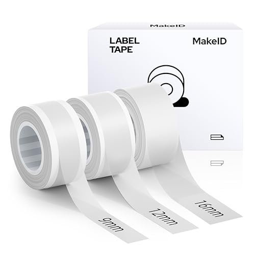 MakeID Etikettenband Kompatibel für L1/ Q1/ E1 Selbstklebendes Kunststoff als Schriftbänder 1 x 16mm Transparent+ 1 x 12mm Transparent+ 1 x 9mm Transparent von Makeid