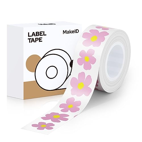 Makeid Kompatibel Etikettenband 16mm x 4m farbig Hitzebeständig Selbstklebend als Ersatz für Makeid L1/Q1/E1 Rosa Blüte von Makeid