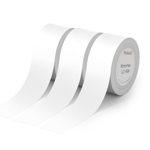 Makeid L1-C Etikettierband Nachfüllpackungen, 16mm x 4m Kontinuierliche Etiketten, 3 Rollen, Thermolaminierte, Wasserdichte, Selbstklebende, Passend L1-C Etikettendrucker Makeid L1-C Etikettierband Nachfüllpackungen, 16mm x 4m Kontinuierliche Etiketten, 3 Rollen, Thermolaminierte, Wasserdichte, Selbstklebende, Passend L1-C Etikettendrucker von Makeid