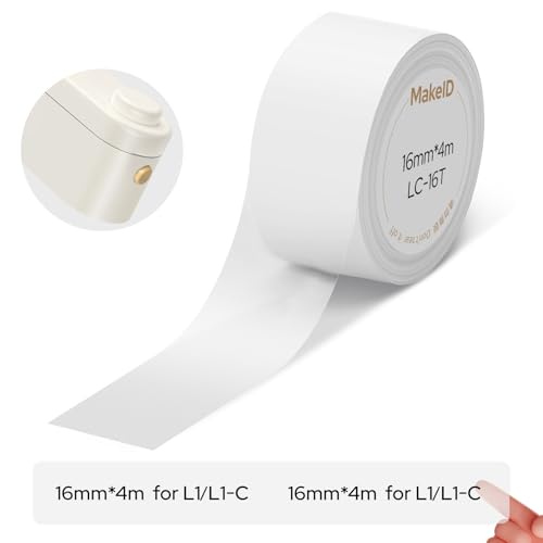 Makeid L1-C Nachfüllband für Etikettiergerät, 16 mm x 4 m, kontinuierliches laminiertes Thermoetikett, wasserdicht, selbstklebend, kompatibel mit Druckern Makeid L1-C Nachfüllband für Etikettiergerät, 16 mm x 4 m, kontinuierliches laminiertes Thermoetikett, wasserdicht, selbstklebend, kompatibel mit Druckern von Makeid
