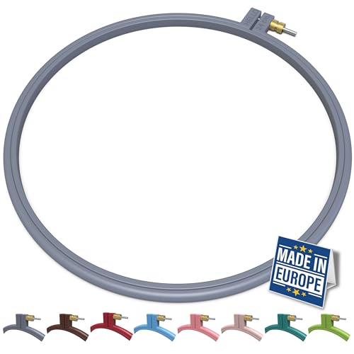 Maker Susan Kunststoff Stickrahmen, Hello Serie Kreuzstich Reifen für Anfänger, Punch Needle Hoop, Stickrahmen zum Nähen, Handarbeiten (Anthrazitgrau, Groß 9,45" (24cm) von Maker Susan