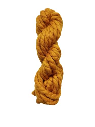 Maker's Craft Twisted Merino Super Bulky Wollgarn, 100 g, sehr luxuriöses und weiches Garn zum Stricken, Häkeln, Weben und Weben, DIY mit Vintage-Farben (Deep Senf) von Maker's Craft