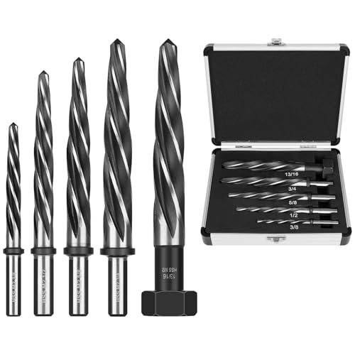 Makerfire 5 Stück M2 HSS Kegelspannreibahle-Set, 3/8 Zoll, 1/2 Zoll, 5/8 Zoll, 3/4 Zoll, 13/16 Zoll Reibahle, passend für 1/2 Zoll Rundschaft, konischer Reibahlenbohrer für Metall, Legierung, Stahl Makerfire 5 Stück M2 HSS Kegelspannreibahle-Set, 3/8 Zoll, 1/2 Zoll, 5/8 Zoll, 3/4 Zoll, 13/16 Zoll Reibahle, passend für 1/2 Zoll Rundschaft, konischer Reibahlenbohrer für Metall, Legierung, Stahl von Makerfire
