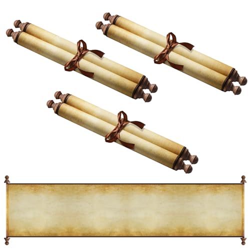 Makevivi 3 Stück Blanko-Papier mit Holzstäben, für freche oder schöne Listen, Schreiben, Hochzeitsgelübde, Einladungen, Liebesbrief, Cosplay-Requisiten, Renaissance, 18 x 80 cm (Stil 2) von Makevivi