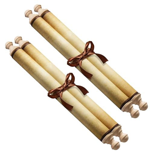 Makevivi Blanko-Papier mit Holzstäben, für freche oder schöne Listen, Schreiben, Hochzeitsgelübde, Einladungen, Liebesbrief, Cosplay-Requisiten, Renaissance, 18 x 80 cm, 2 Stück (Stil 1) von Makevivi