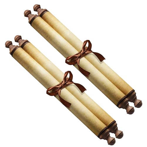 Makevivi Blanko-Papier mit Holzstäben, für freche oder schöne Listen, Schreiben, Hochzeitsgelübde, Einladungen, Liebesbrief, Cosplay-Requisiten, Renaissance, 24,1 x 80 cm (Stil 4), 2 Stück von Makevivi