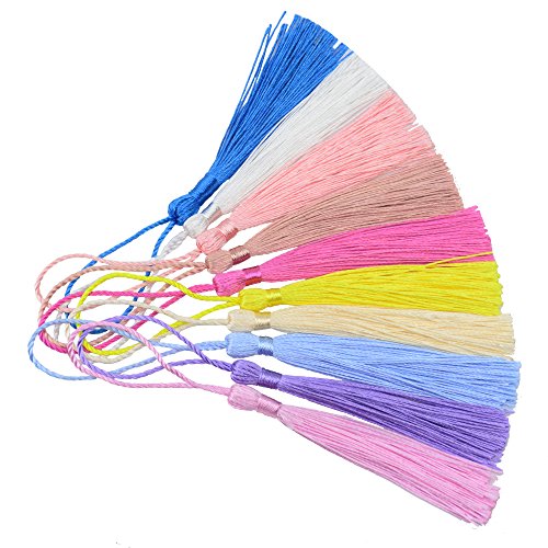 Makhry 100pcs 13cm / 5 Zoll Handgefertigte Gerade Quaste mit 2 Zoll Schleife für die Herstellung von Schmuck, Souvenirs, Lesezeichen, DIY Handwerk Zubehör (Gemischt 1 Licht) von Makhry