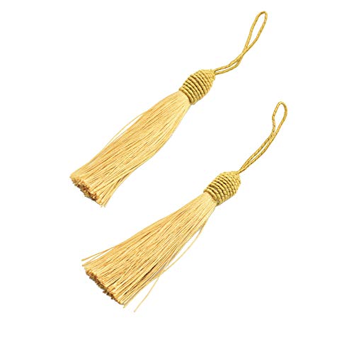 Makhry 20pcs 6 Zoll Silky Floss Lesezeichen Quasten mit 2 Zoll Kabel Schleife und Kleinen Chinesischen Knoten für Schmuckherstellung, Souvenir, Lesezeichen, DIY Handwerk Zubehör (Champagner) von Makhry