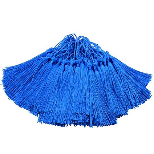 Makhry 100pcs 13cm / 5 Zoll Handgefertigte Gerade Quaste mit 2 Zoll Schleife für die Herstellung von Schmuck, Souvenirs, Lesezeichen, DIY Handwerk Zubehör (Peacock Blau) von Makhry