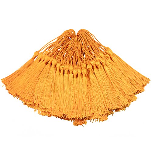 Makhry 100pcs 13cm / 5 Zoll handgefertigte gerade Quaste mit 2 Zoll Schleife für die Herstellung von Schmuck, Souvenirs, Lesezeichen, DIY Handwerk Zubehör (Orange) von Makhry
