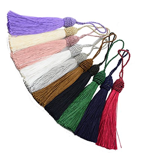Makhry 20 Stück 15.5 cm Quasten, seidige Zahnseide-Quasten zum Basteln, Lesezeichen, DIY, Bastelzubehör (gemischt10) von Makhry