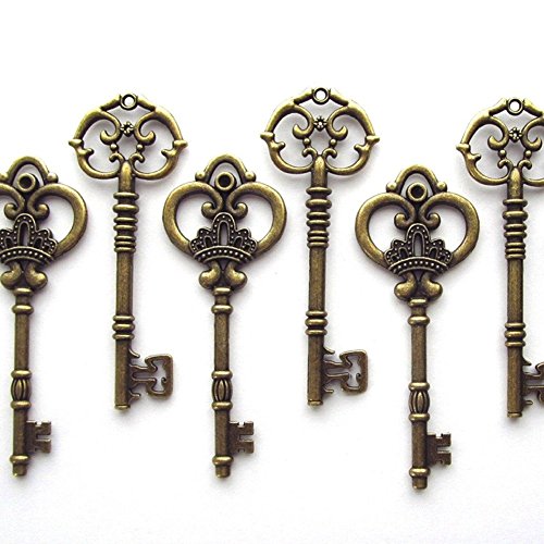 Makhry Mixed 20 Extra 3 1/4 Zoll Große Vintage Skelett Schlüssel Antike Schlüssel Alt Schlüssel Bronze Schlüssel Hochzeit Retro Schlüssel Deko (Antike Bronze) von Makhry