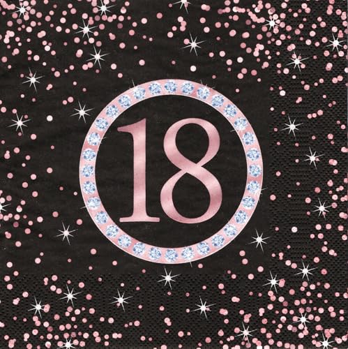 20 Servietten 18. Geburtstag, 18. Geburtstagskind, Diamant, schwarz, rosa, Debüt, Jubiläumsservietten, 18 Jahre alt, 33x33 cm 20 Servietten 18. Geburtstag, 18. Geburtstagskind, Diamant, schwarz, rosa, Debüt, Jubiläumsservietten, 18 Jahre alt, 33x33 cm von Maki