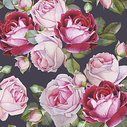 Maki Seidenpapierservietten, 3-lagig, Rosen-Design, 33 x 33 cm, Rosa-Schwarz, 20 Stück Maki Seidenpapierservietten, 3-lagig, Rosen-Design, 33 x 33 cm, Rosa-Schwarz, 20 Stück von Maki