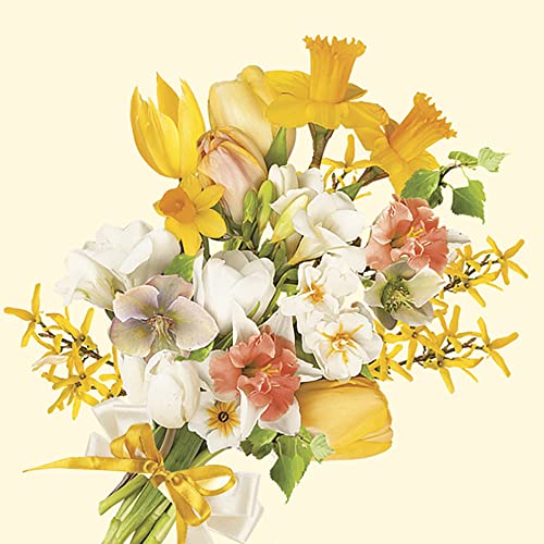 Servietten, 3-lagig, Frühlingsblumen, Seidenpapier, für Serviettentechnik, Mittagessen, 33 x 33 cm, 20 Stück von Maki