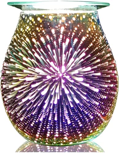 Makimoo Duftlampe Wachs Duftöl Lampe, elektrische Wachswärmer, Ölbrenner, Nachtlicht-Öllampe für Heimdekoration (3D-Feuerwerk Design) von Makimoo