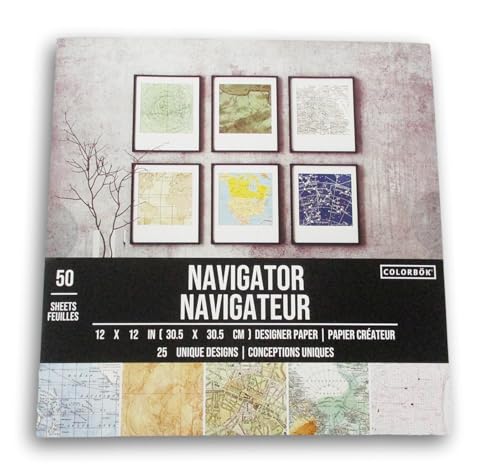 Card Stock "Navigator" Travel Themed Pad - 50 Sheets - 12 x 12 Inches von Making the Grade
