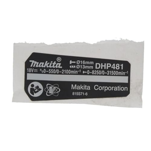 Makita 815S71-6 Typenschild für Modell DHP481 Kombi/Bohrschrauber und Schraubendreher von Makita