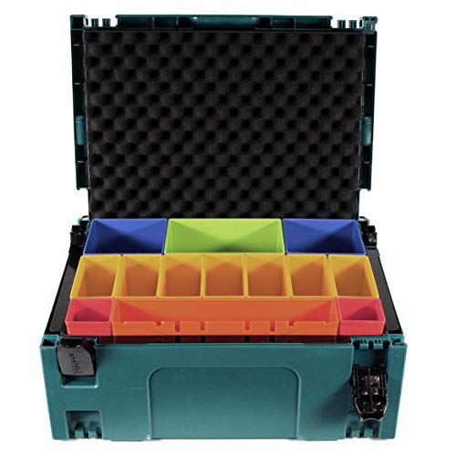Makita MAKPAC 2 Systemkoffer + Boxeneinsatz mit farbigen Boxen P-83652 + Deckeleinlage Schaumstoff Makita MAKPAC 2 Systemkoffer + Boxeneinsatz mit farbigen Boxen P-83652 + Deckeleinlage Schaumstoff von Makita