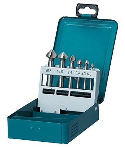 Makita D-42204 Kegelsenker-Set 6-teilig in Metallkassette, 90° Schneiden, Ø 6,3 - 20 mm, HSS-Stahl, für bspw. Metall, NE-Metall oder Holz, DIN335, Rundschaft Makita D-42204 Kegelsenker-Set 6-teilig in Metallkassette, 90° Schneiden, Ø 6,3 - 20 mm, HSS-Stahl, für bspw. Metall, NE-Metall oder Holz, DIN335, Rundschaft von Makita
