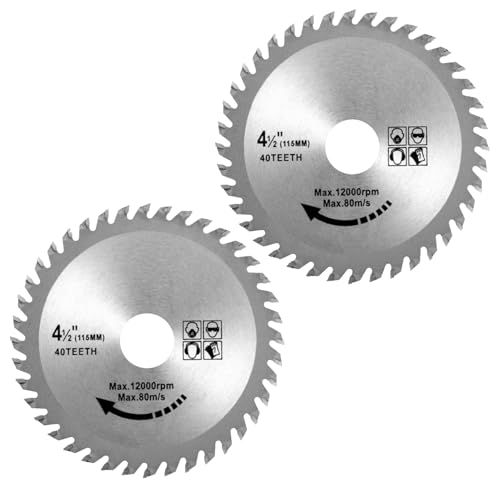 2 Stück 11,4 cm Winkelschleifer Holztrennscheiben, Holzbearbeitungssägeblatt für mit 40 Zähnen Hartmetallspitzen, Holzschneidklingen für Weichholz, Hartholz, Sperrholz und Kunststoff, schnelle glatte 2 Stück 11,4 cm Winkelschleifer Holztrennscheiben, Holzbearbeitungssägeblatt für mit 40 Zähnen Hartmetallspitzen, Holzschneidklingen für Weichholz, Hartholz, Sperrholz und Kunststoff, schnelle glatte von Makloee
