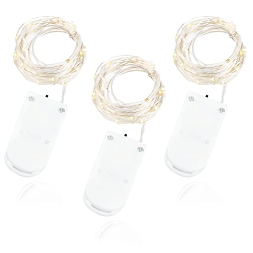 Micro LED Lichterkette mit Batterie auf Silberdraht für Party Garten Beleuchtung Deko Weihnachten Halloween Hochzeit (3x10er) von Makotex