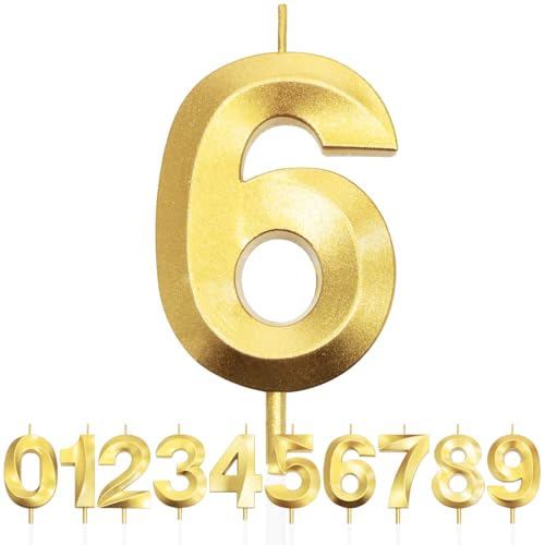 Nummer 6 Geburtstagskerze, 6. Geburtstag Kerze, 3D Design Gold Glitter Nummer Kerzen, Cake Topper Dekorationen, Kuchen Kerze für Geburtstagsparty, Hochzeitstag, Baby-Dusche, Party-Dekoration Nummer 6 Geburtstagskerze, 6. Geburtstag Kerze, 3D Design Gold Glitter Nummer Kerzen, Cake Topper Dekorationen, Kuchen Kerze für Geburtstagsparty, Hochzeitstag, Baby-Dusche, Party-Dekoration von Makoto Nobu