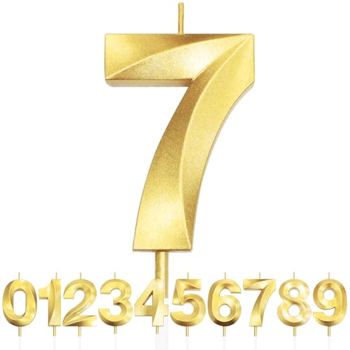 Nummer 7 Geburtstagskerze, 7. Geburtstag Kerze, 3D Design Gold Glitter Nummer Kerzen, Cake Topper Dekorationen, Kuchen Kerze für Geburtstagsparty, Hochzeitstag, Baby-Dusche, Party-Dekoration Nummer 7 Geburtstagskerze, 7. Geburtstag Kerze, 3D Design Gold Glitter Nummer Kerzen, Cake Topper Dekorationen, Kuchen Kerze für Geburtstagsparty, Hochzeitstag, Baby-Dusche, Party-Dekoration von Makoto Nobu