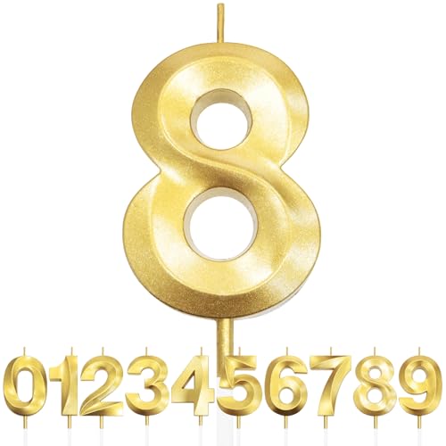 Nummer 8 Geburtstagskerze, 8. Geburtstag Kerze, 3D Design Gold Glitter Nummer Kerzen, Cake Topper Dekorationen, Kuchen Kerze für Geburtstagsparty, Hochzeitstag, Baby-Dusche, Party-Dekoration Nummer 8 Geburtstagskerze, 8. Geburtstag Kerze, 3D Design Gold Glitter Nummer Kerzen, Cake Topper Dekorationen, Kuchen Kerze für Geburtstagsparty, Hochzeitstag, Baby-Dusche, Party-Dekoration von Makoto Nobu