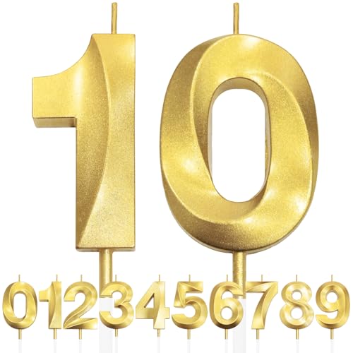 10th Geburtstagskerze, 3D Design Gold Glitter Nummer Kerzen, Cake Topper Dekorationen, Kuchen Kerze für Geburtstagsparty, Hochzeitstag, Baby-Dusche, Party-Dekoration 10th Geburtstagskerze, 3D Design Gold Glitter Nummer Kerzen, Cake Topper Dekorationen, Kuchen Kerze für Geburtstagsparty, Hochzeitstag, Baby-Dusche, Party-Dekoration von Makoto Nobu